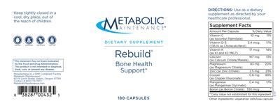 Photo of the Metabolic Maintenance Rebuild label