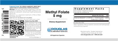 Photo of the Douglas Laboratories Methyl Folate 5 mg label