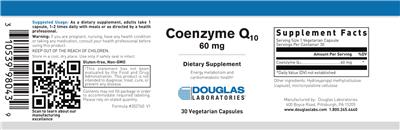 Photo of the Douglas Laboratories Coenzyme Q10 60 mg label