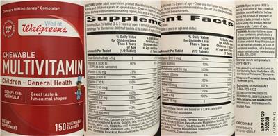 Photo of the Well At Walgreens Chewable Multivitamin label