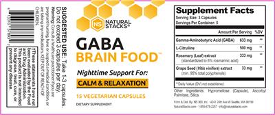 Photo of the NS Natural Stacks GABA Brain Food label