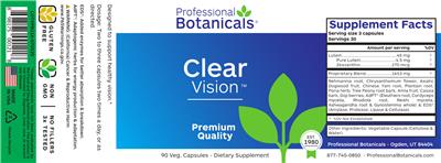 Photo of the Professional Botanicals Clear Vision label