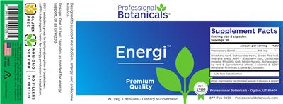 Photo of the Professional Botanicals Energi label