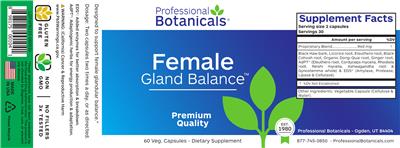 Photo of the Professional Botanicals Female Gland Balance label