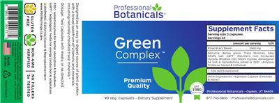 Photo of the Professional Botanicals Green Complex label