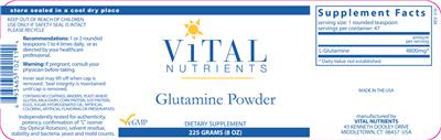 Photo of the Vital Nutrients Glutamine Powder label
