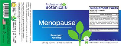 Photo of the Professional Botanicals Menopause label