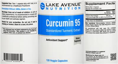 Photo of the Lake Avenue Nutrition Curcumin 95 label