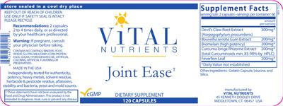 Photo of the Vital Nutrients Joint Ease label
