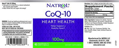 Photo of the Natrol CoQ-10 100 mg label