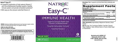 Photo of the Natrol Easy-C 500 mg label