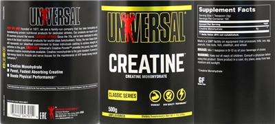 Photo of the Universal Creatine Unflavored label