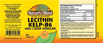 Photo of the Nature's Blend Lecithin Kelp-B6 label