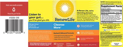 Photo of the Renew Life Cleanse More label