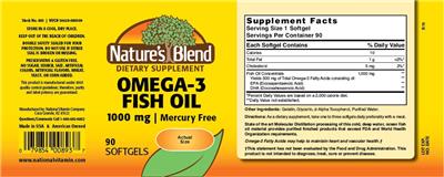 Photo of the Nature's Blend Omega-3 Fish Oil 1000 mg label