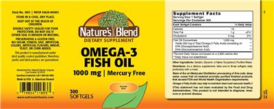 Photo of the Nature's Blend Omega-3 Fish Oil 1000 mg label