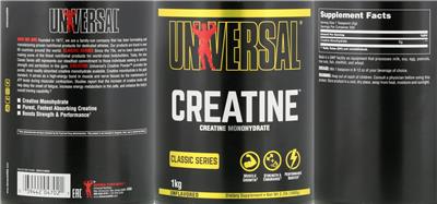 Photo of the Universal Creatine Unflavored label