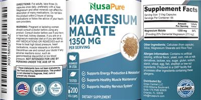 Photo of the NusaPure Magnesium Malate 1350 mg label