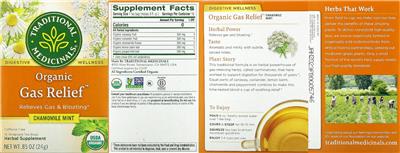 Photo of the Traditional Medicinals Organic Gas Relief Chamomile Mint label