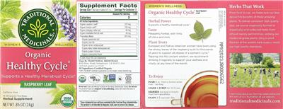 Photo of the Traditional Medicinals Organic Healthy Cycle Raspberry Leaf label