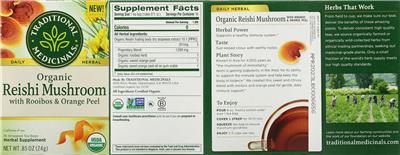 Photo of the Traditional Medicinals Organic Reishi Mushroom label