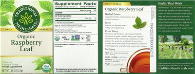 Photo of the Traditional Medicinals Organic Raspberry Leaf label