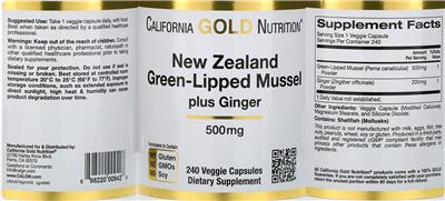 New Zealand Green-Lipped Mussel 500 mg plus Ginger
