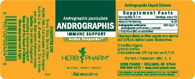 Photo of the Herb Pharm Andrographis label