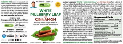 Photo of the ProCaps Laboratories White Mulberry Leaf with Cinnamon label