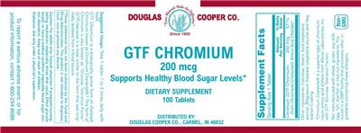 Photo of the Douglas Cooper Co. GTF Chromium 200 mcg label