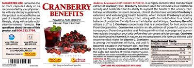 Photo of the ProCaps Laboratories Cranberry Benefits label
