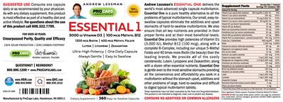 Photo of the ProCaps Laboratories Essential 1 3000 IU Vitamin D3 label