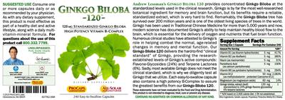 Photo of the ProCaps Laboratories Ginkgo Biloba 120 label
