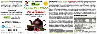 Photo of the ProCaps Laboratories Green Tea EGCG and Cranberry label