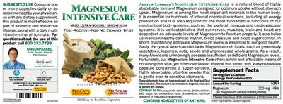 Photo of the ProCaps Laboratories Magnesium Intensive Care label