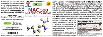 Photo of the ProCaps Laboratories NAC 500 label