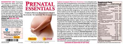 Photo of the ProCaps Laboratories Prenatal Essentials label