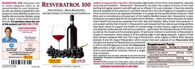 Photo of the ProCaps Laboratories Resveratrol 100 label