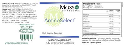 Photo of the Moss Nutrition AminoSelect label
