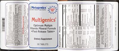 Photo of the Metagenics Multigenics label