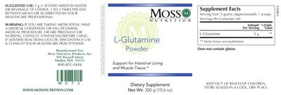 Photo of the Moss Nutrition L-Glutamine Powder label
