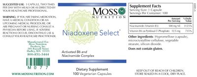 Photo of the Moss Nutrition Niadoxene Select label