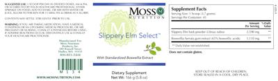 Photo of the Moss Nutrition Slippery Elm Select label