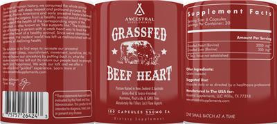 Photo of the Ancestral Supplements Grassfed Beef Heart label