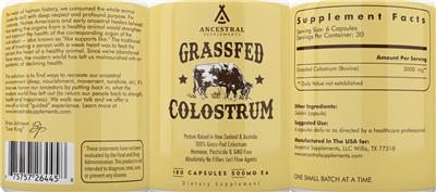Photo of the Ancestral Supplements Grassfed Colostrum label