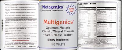 Photo of the Metagenics Multigenics label