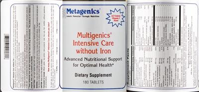 Photo of the Metagenics Multigenics Intensive Care without Iron label