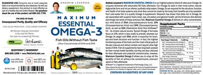 Photo of the ProCaps Laboratories Maximum Essential Omega-3 Natural Orange label