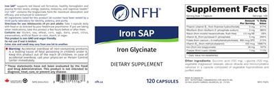 Photo of the NFH Iron SAP label