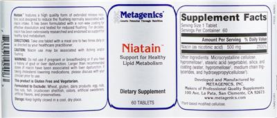 Photo of the Metagenics Niatain label